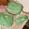 Green Pink Contrasting Bow Makeup Bag Large Capacity Portable Travel Toiletry Bag Storage Bag 2