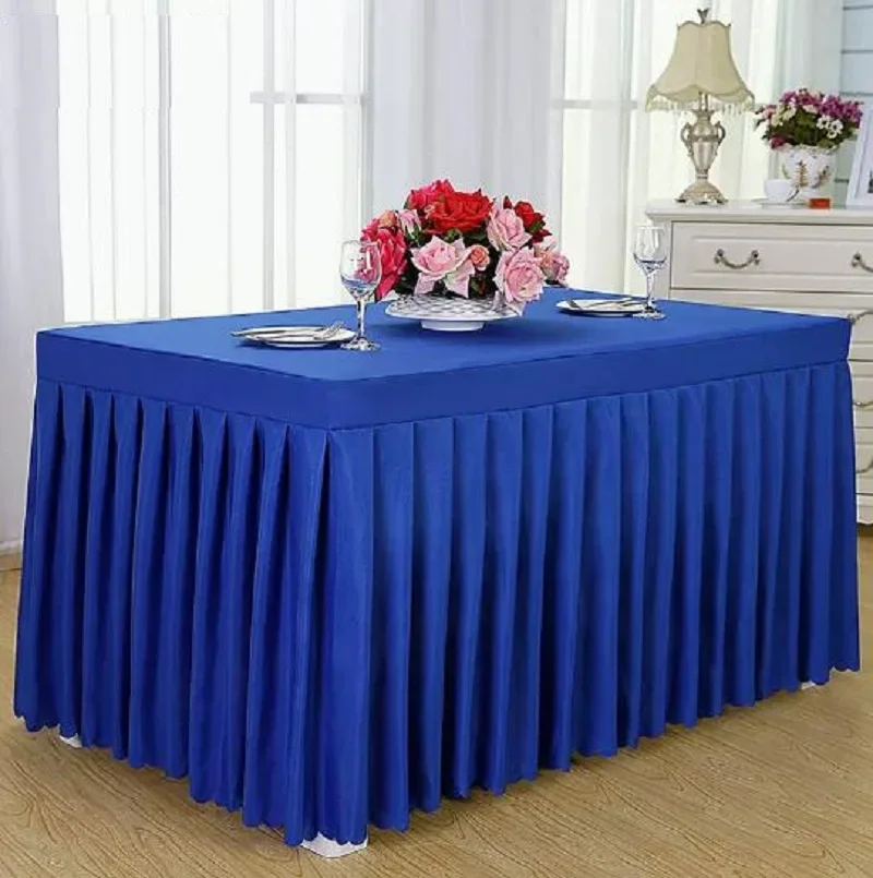 Wedding Table Skirt with Ruffled Cloth, Rectangle Pleated, Hotel Banquet, Party Decoration, Luxury Design, Durable Use