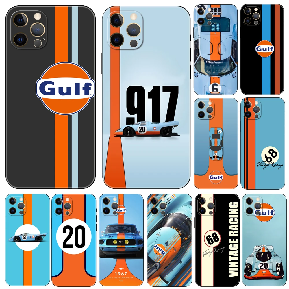 iphone 13 pro cover vintage racing gulf 68 phone case for iphone 5 5s 2020se 6 6s 7 8 plus x 10 XR XS 11 12 13 mini pro MAX black tpu back cover 13 pro cases
