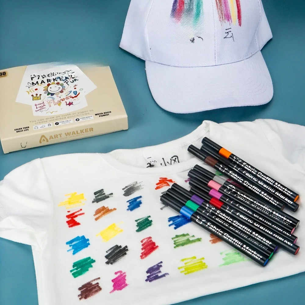 Fabric Marker Pens 6 8 12 24 30 Colors Waterproof Colored Markers Pen For Artist Rock Painting Glass Ceramic Fabric DIY Card Pen