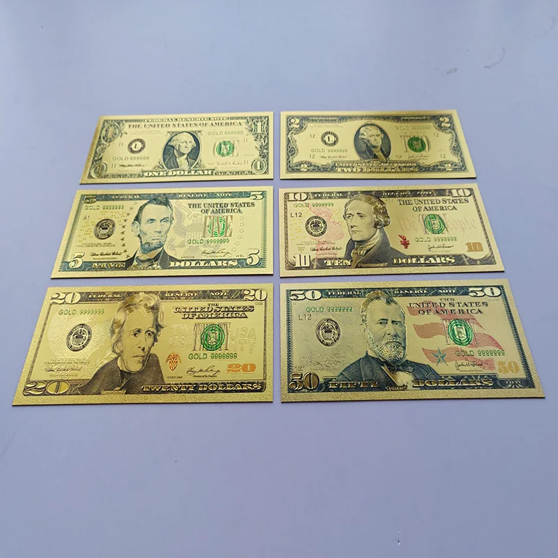 Banconota Placcata Color Oro Usa Set Completo Di Banconote In Dollari Americani Banconota In Plastica Banconote Finte Regali Souvenir In Valuta Da Col