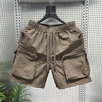 Summer Men's Casual Sports orts Qui Dry Beach Fourths Multi kets Youth Active Sle mid Waist Straight Leg een Color 1
