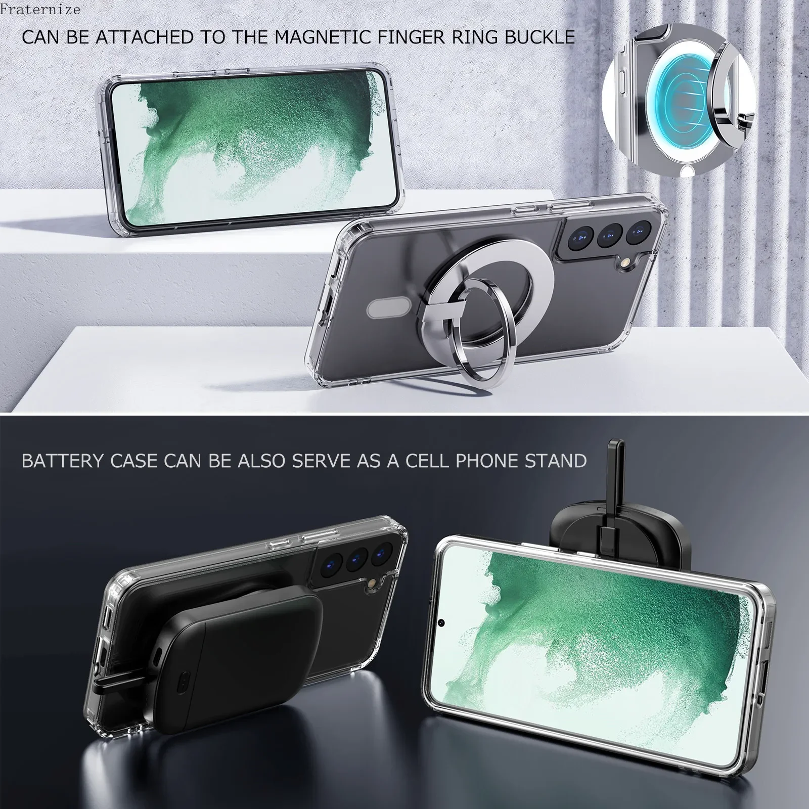 Smart battery charger case For Samsung Galaxy S22 S21 S10 S20 Plus Ultra S21FE S20FE S10e power bank typec Magnetic Stand Cover