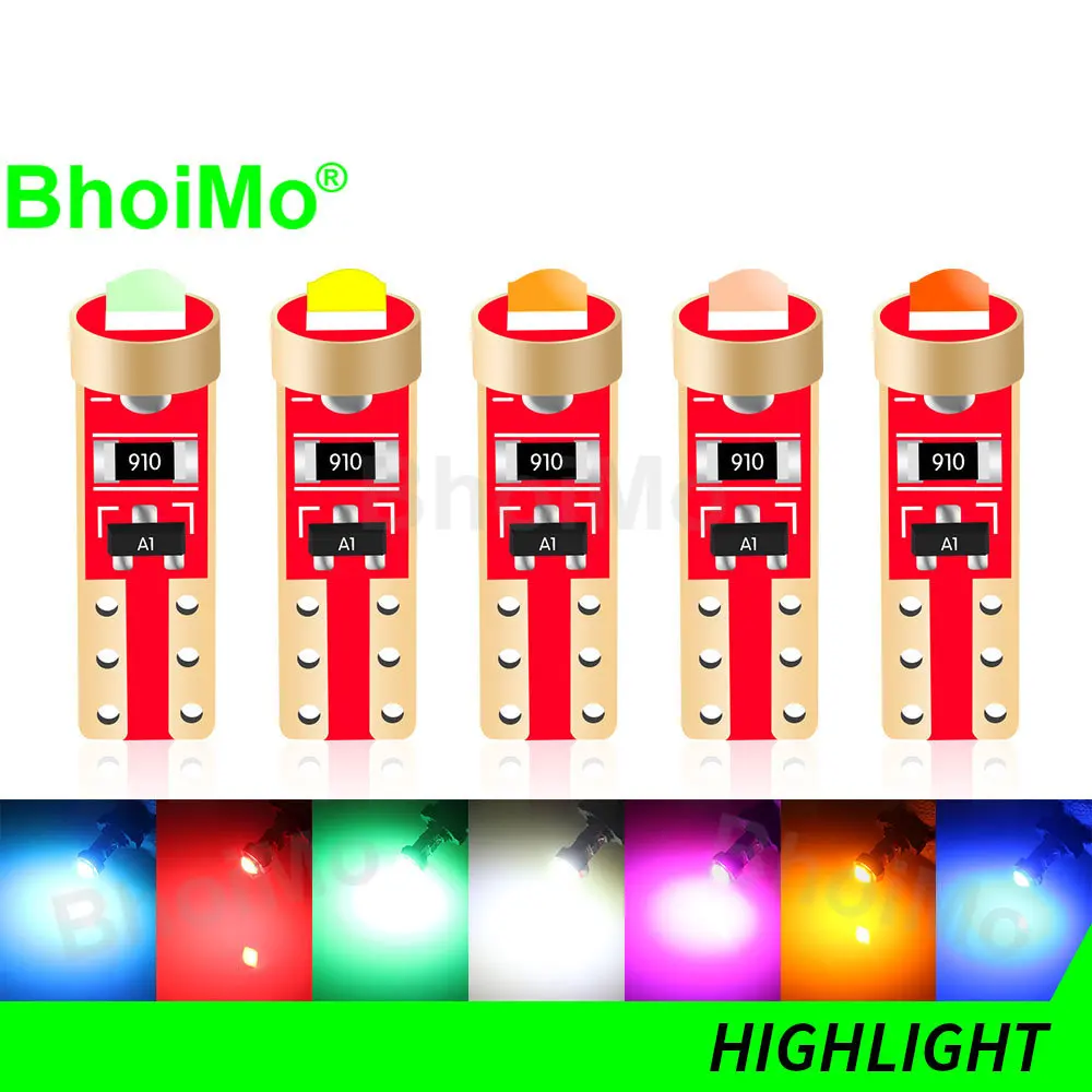 

BhoiMo 1x Led T5 No Polarity Bulb 73 74 17 37 W3W 3030 Car Dashboard Instrument Indicator Map Plate Panel Auto Signal Lamp Light