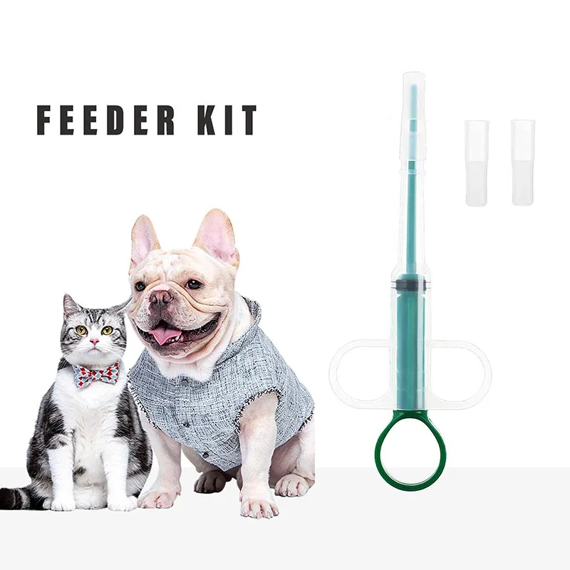 Pet Medicine Syringe Press Type Pet Feeder Pill Gun Piller Push Dispenser Feeding Injection Needle Container Dog Cat Accessories