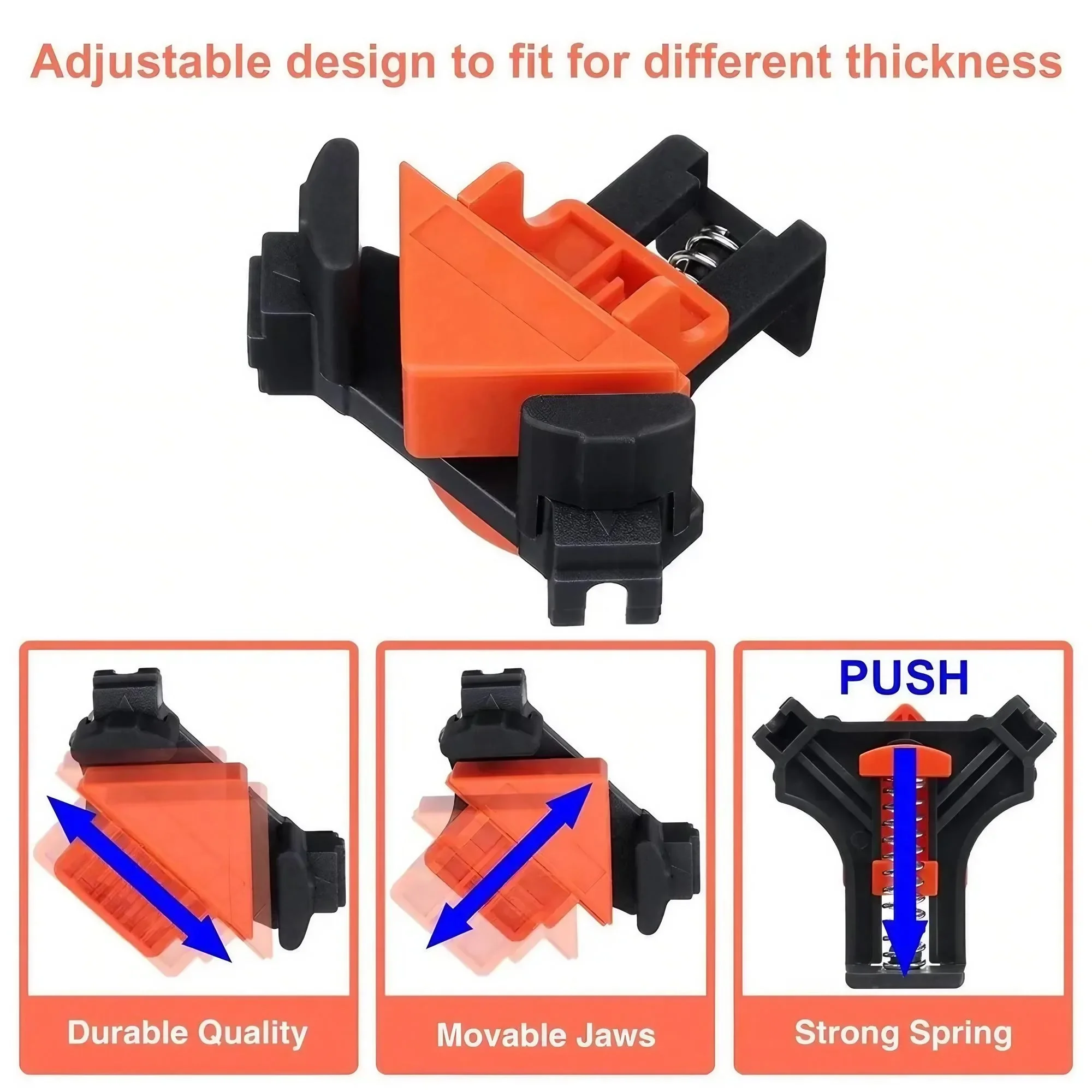 Professional Woodworking 90&deg; Right Angle Clamps Premium Accurate Frame and Cabinet Assembly Tools for Carpentry and DIY