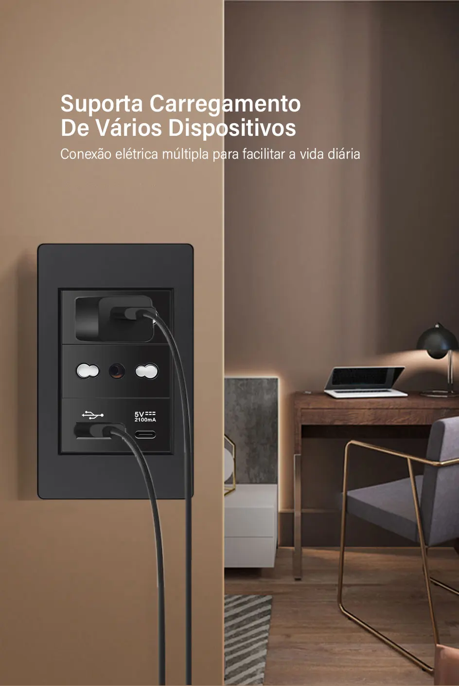 USB, Tipo C, Chile Tomada de parede, 118mm * 72mm