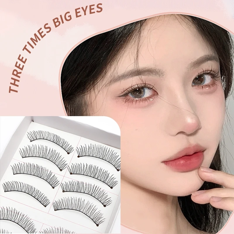 DINGSEN 10 Paar Natürliche Lange Wimpern für Make-up Weiche Kurze Vollstreifen-Wimpern Koreanische Handgefertigte 3D Beste Falsche Wimpern