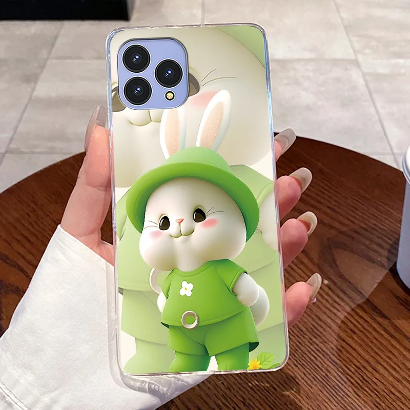 Cute Love Rabbit Transparent Silicone Phone Case - Soft TPU Bumper Shell
