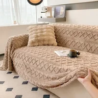 Super Warm Blanket for Sofa Coral Fleece Sofa Blanket Towel for Winter Soft Thick Couch Cover for Living Room 1/2/3/4 Sofa Cover 1
