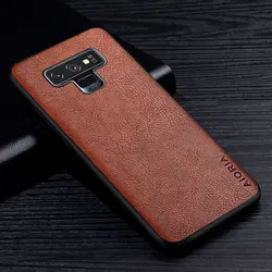 Premium Retro Litchi Leather Pattern Business Phone Case for Galaxy Note 9 (Brown)