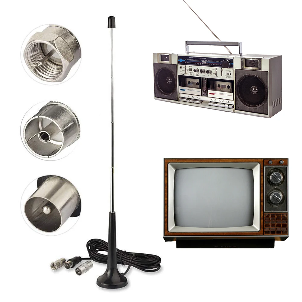 High Gains FM Telescopic Antennas with 3 Adapter DAB FM Antennas 75 Ohm DAB Radio Replacement Antenna for Home Stereo Receiver