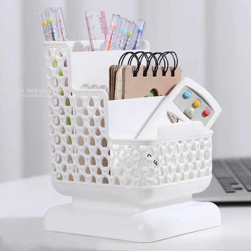 School Stationery Makeup Organizer Desktop Storage Box Container Cosmetics Stationery Plastic Organizer School Office Supply