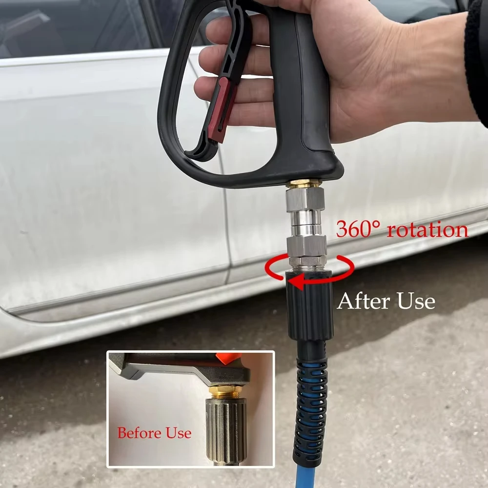 Pressure Washer Swivel 3/8 NPT and M22 14mm Male Thread Fitting Stainless Steel 360° Kink Free Gun to Hose Fitting 4500 PSI 6