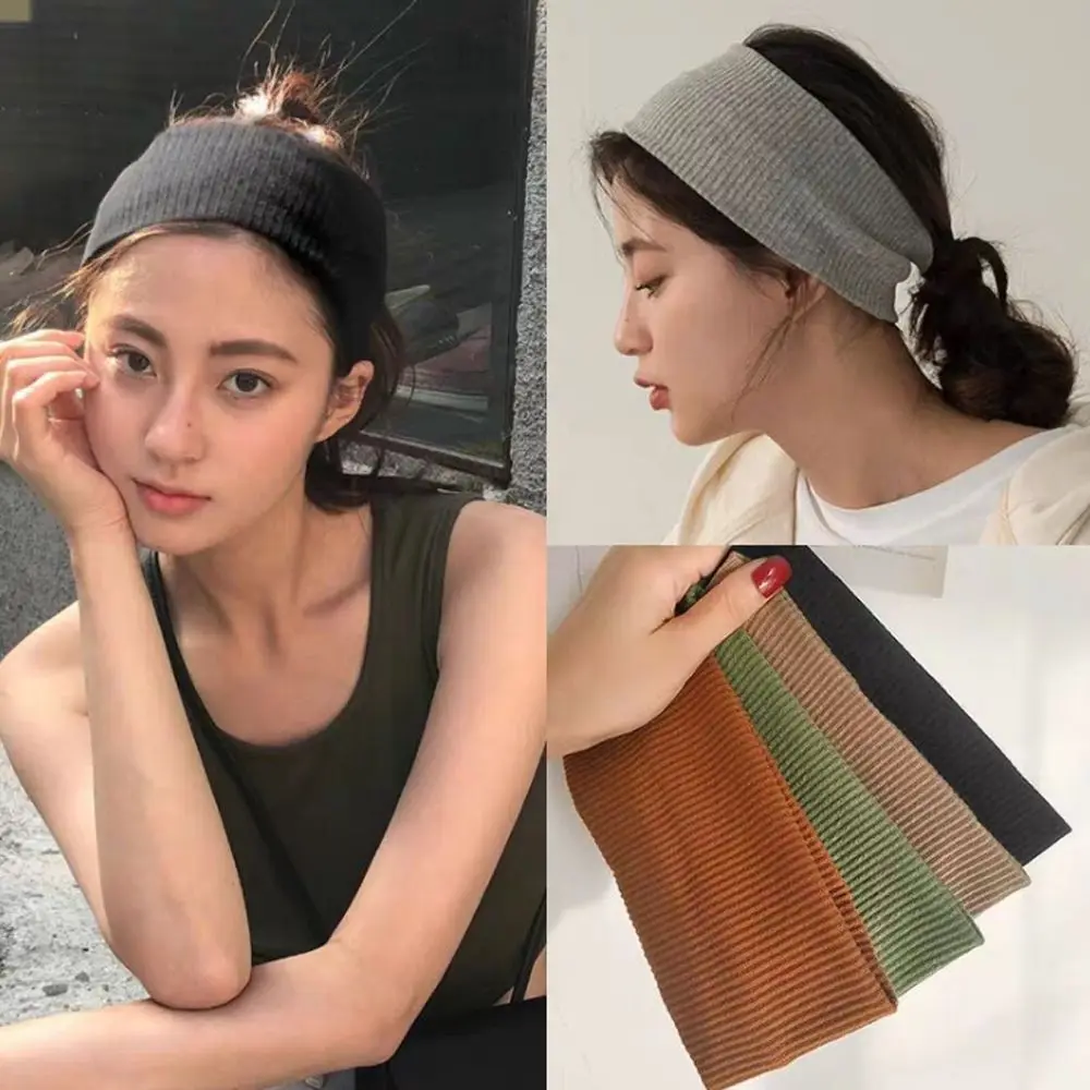 

For Dance Biker Knitted Elastic Stretch Yoga Hair Bands Wide Hairband Sport Headbands Hair Accessories