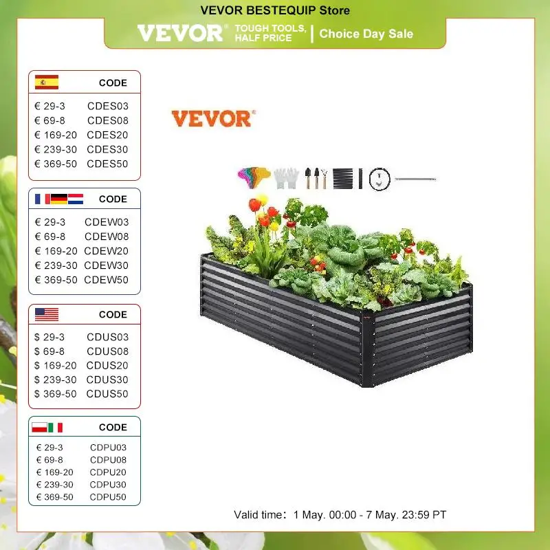 

VEVOR Raised Garden Bed Kit Large Metal Raised Planter Box Garden Beds Outdoor for Vegetables Flowers and Herbs with Open Bottom