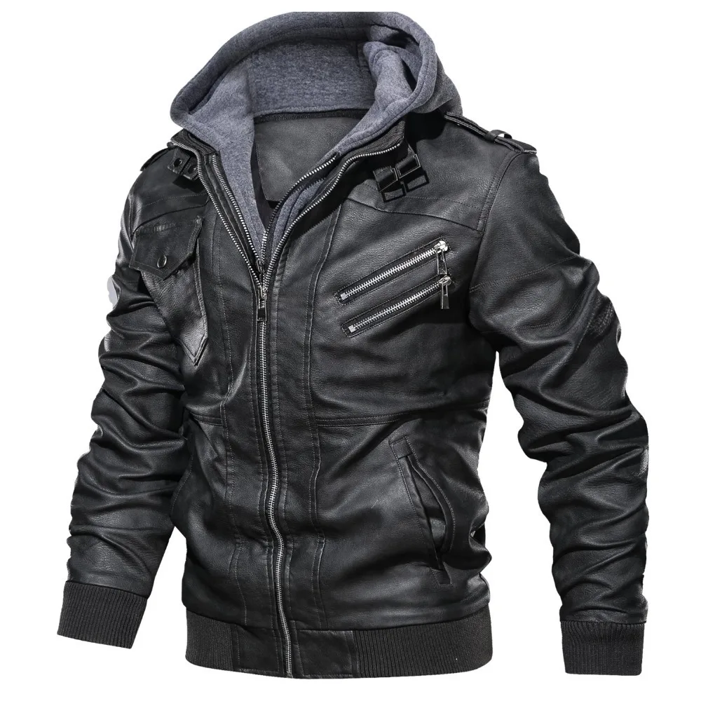 Leather Jacket Streetwear Biker Coat Slim Fit Autumn Winter Coat Men Fur Lined Men Motorcycle Jacket Fashion leather jackets