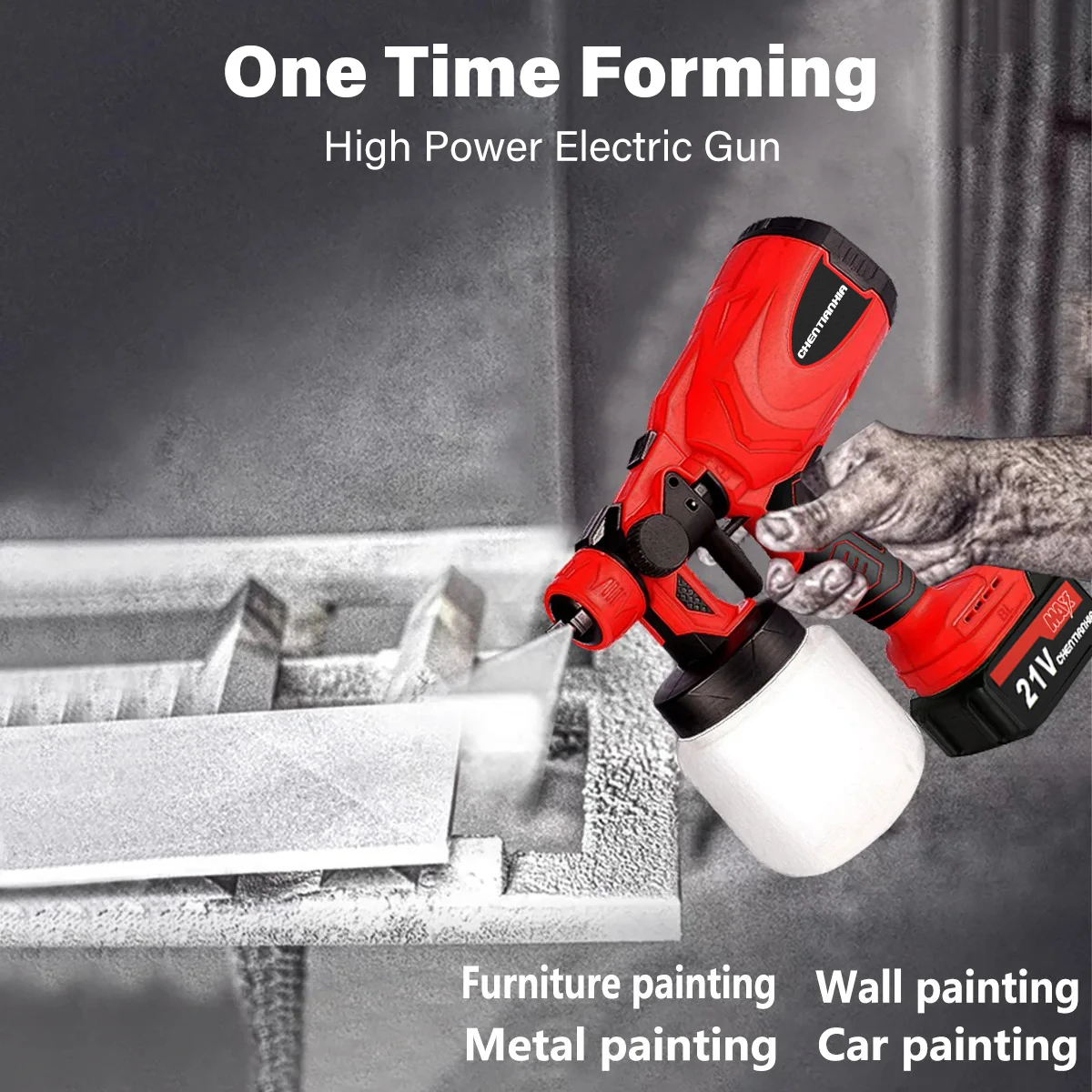 21V HVLP Cordless Paint Sprayer, Paint Spray Gun with Milwaukee/Dewalt Battery, 800ml Electric Paint Gun for Wood Car Fence