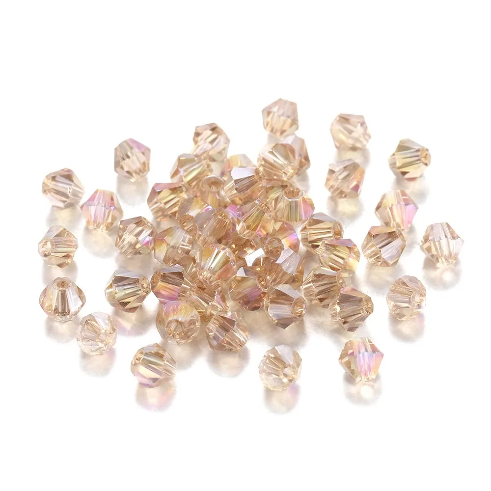 Shimmering AB Glass Bicone Beads – 200Pcs