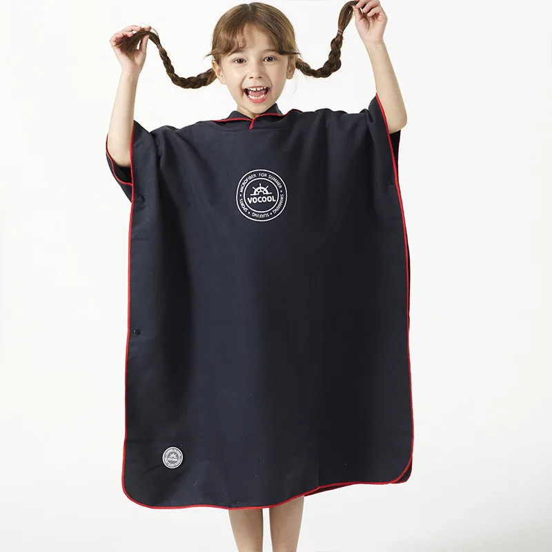 Microcellulose Color Children's Bathrobe  Windproof and Absorbent Poncho Swimming Changing Bathrobe