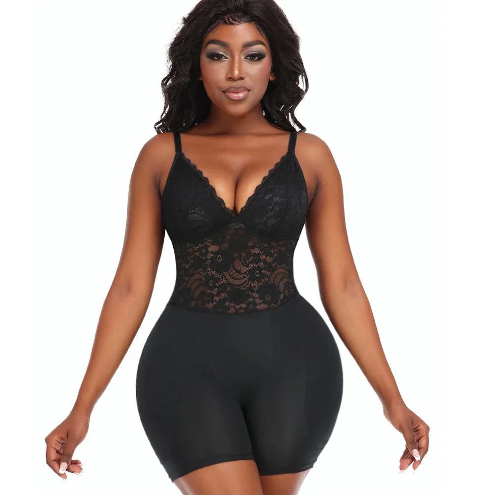 Hip Shapewear Bodysuit Female Waist Trainer Butt Enhancer Body Shaper Bodysuit with Lace Plus Size Butt Lifter Hip Pads Panty