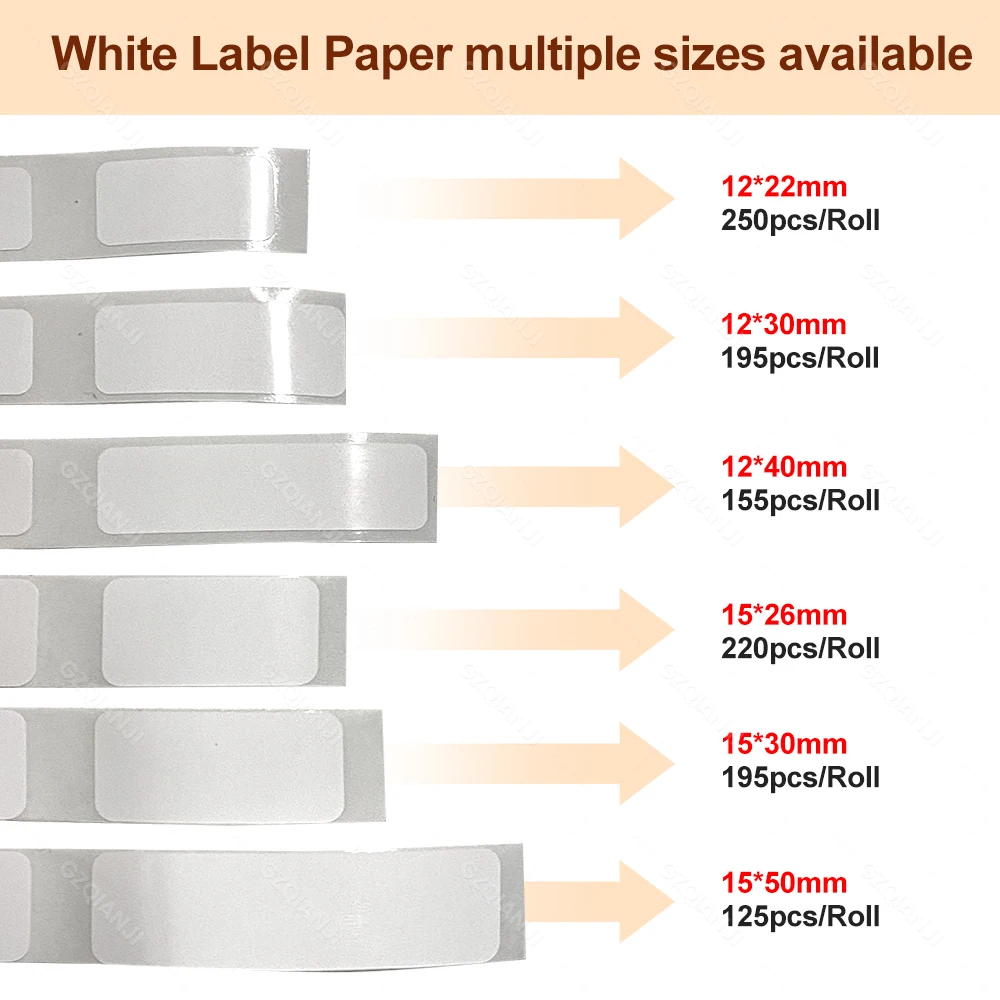 12-15mm Niimbot Label Tape Sticker Paper Rolls Self-adhesive Waterproof White Date Notes for Niimbot D110 D11 D101 Printer Maker