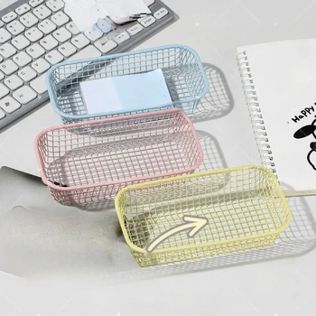 Metal Wire Basket Foldable Desktop Organizer Office Desk Storage Vintage Iron Storage Basket for Living Room Kitchen Home Decor