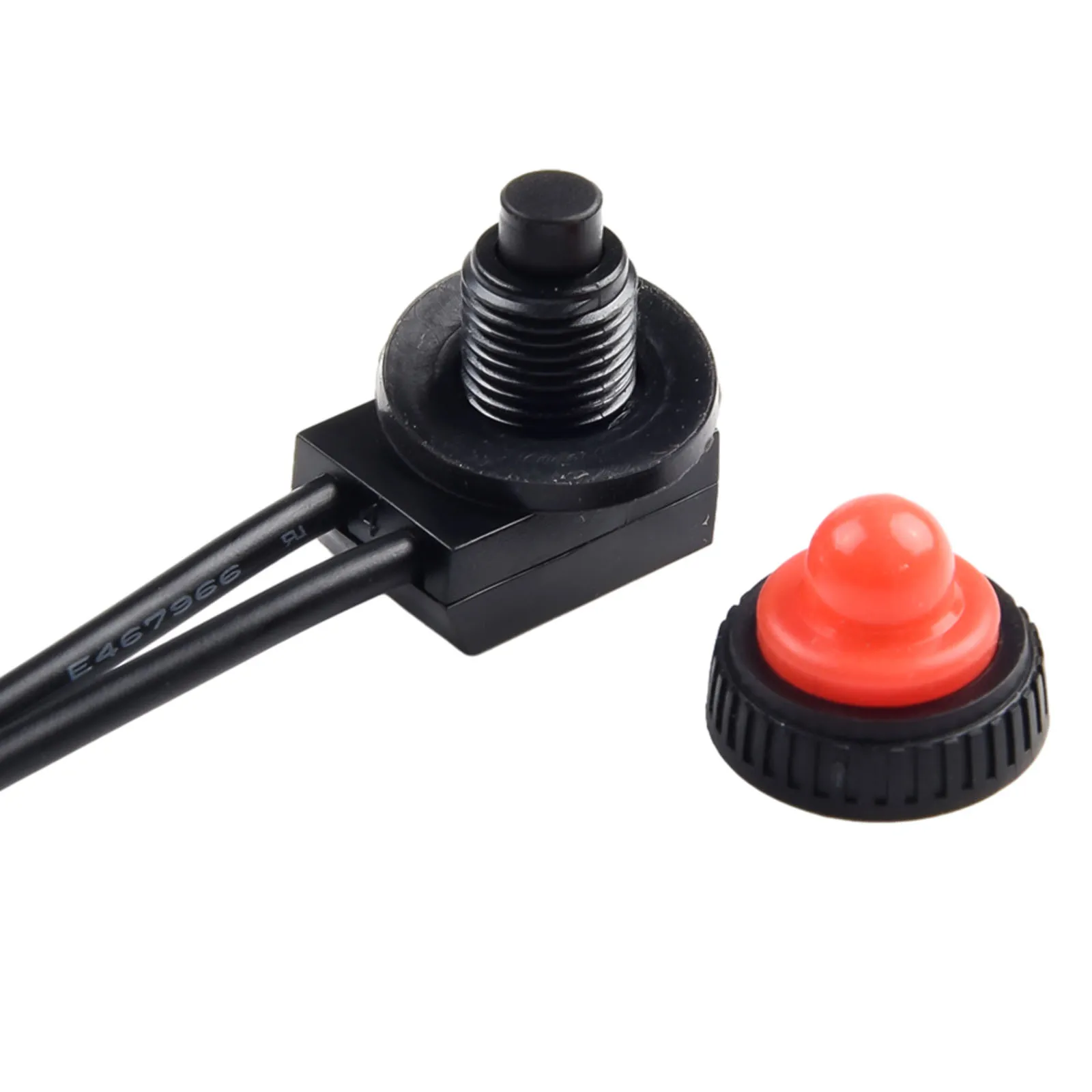 Ein-Aus-Schalter, Drucktastenschalter, rot/schwarz, Gummiabdeckung, robust, wasserdicht, mit Leitungen, Draht, 12 V, 250 V, 3 A, Bakelit-Basis, KP107 – Detail 11