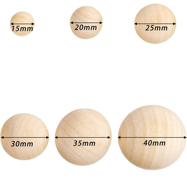 15/20/25/30/35/40mm Hardwood Balls Natural Unfinished Round Wooden Ball for Balls  Crafts