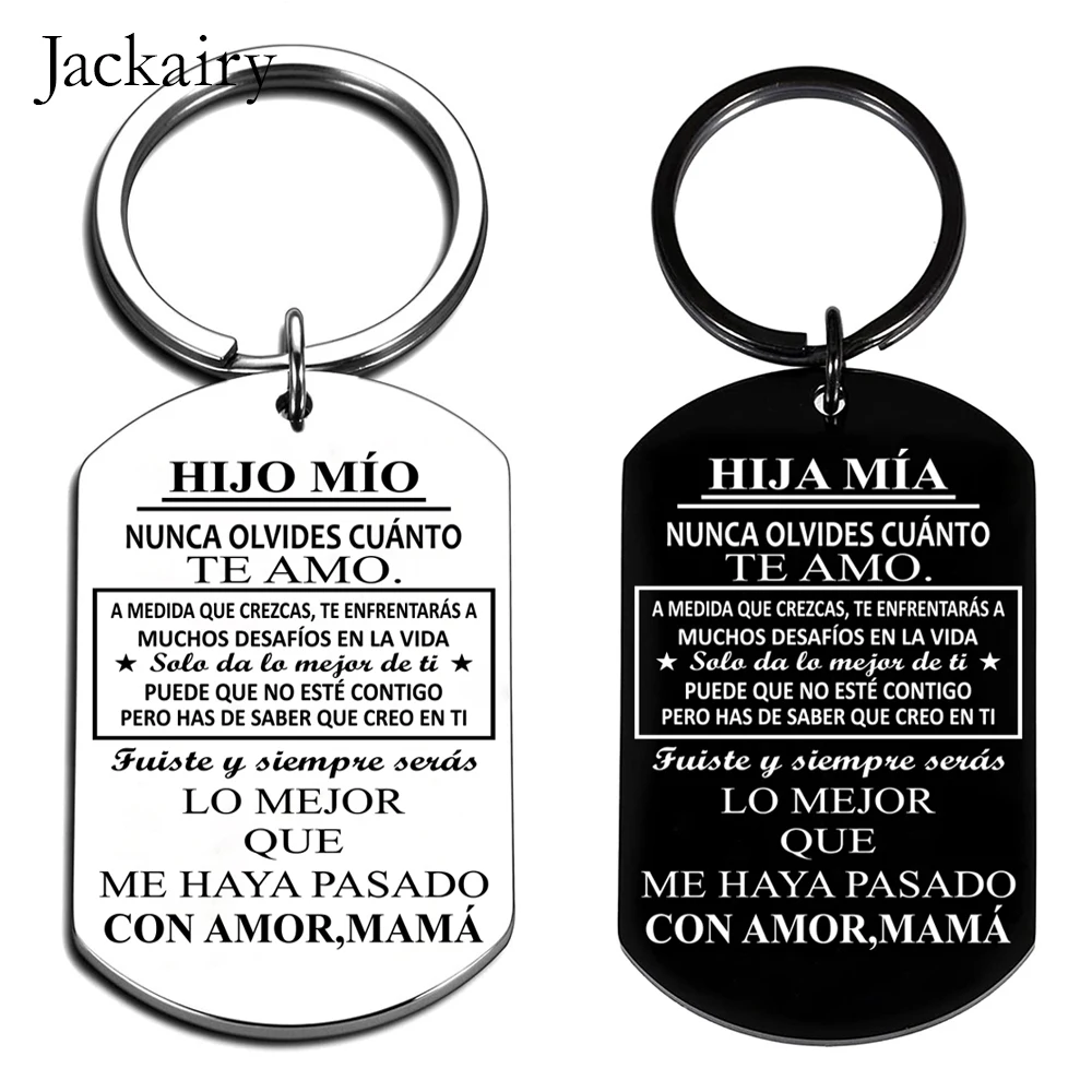 Spanish Inspirational Keychain Gift for HIJO HIJA Charm Family Jewelry Pendant Necklace Birthday Christmas Gift for Son Daughter