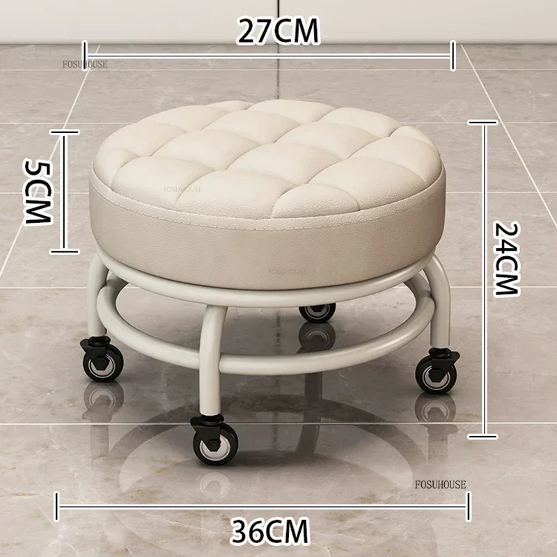 Luxury Small Pedicure Chairs Creative Salon Furniture Home Soft Bag Round Low Stool with Wheels Beauty Salon Professional Chair