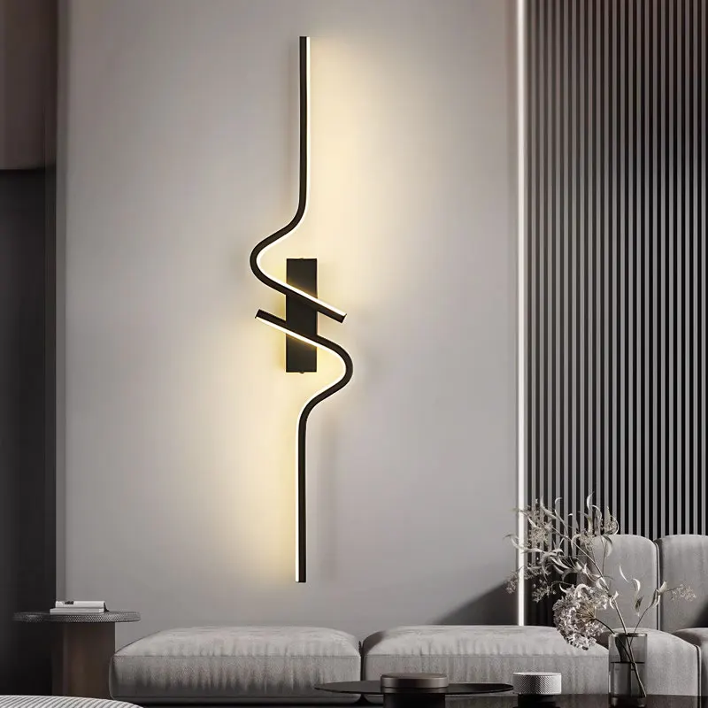 led wall lamp indoor black for TV sofa background interior sconce decor for bedside bedroom AC85-265V