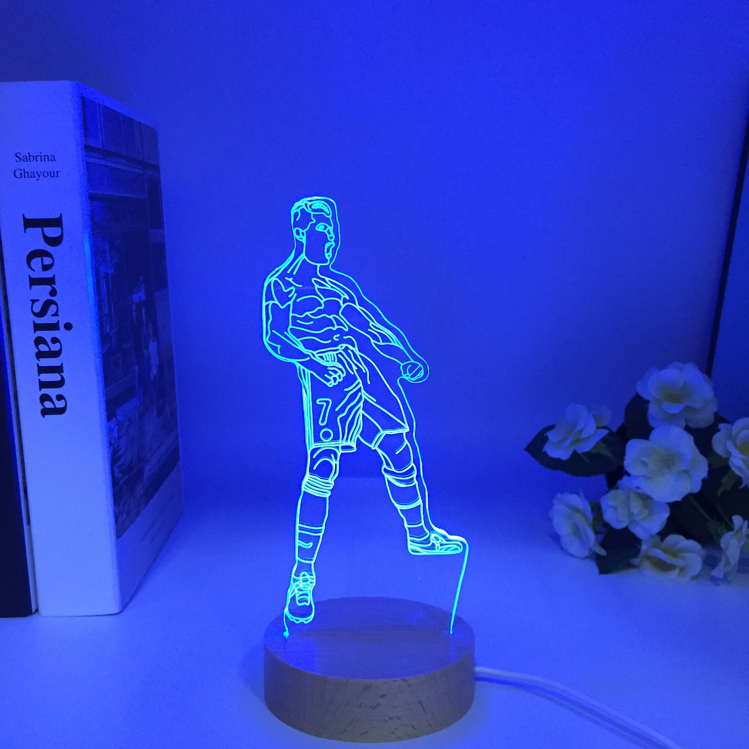 

Футбольная звезда CR77, Спортивная деревянная 3D фотолампа для спальни, украшение, RGBw цвета, изменяемая деревянная стена, фотолампа, Прямая поставка