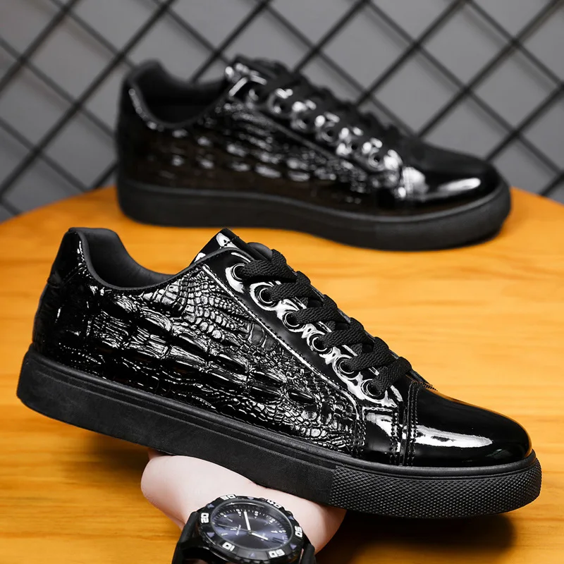 

Men's Shoes Trend All-match 2023 Spring New Casual Shoes All-match Sports Crocodile Pattern Leather Shoes Men's Low-top Shoes