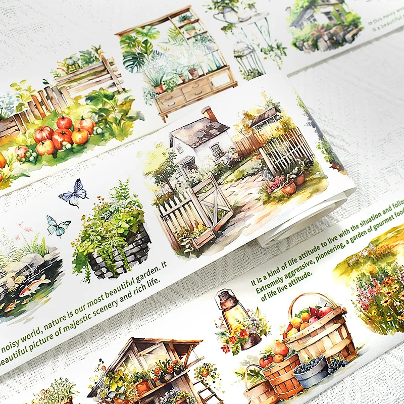 2m/Roll Vintage Tree House PET Tape Cute Decorative Masking Tape for DIY Sticker Scrapbooking Journal Diary Aesthetic Stationery