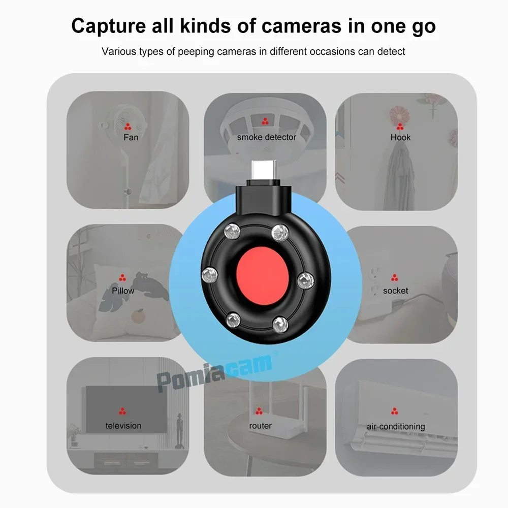 Detector Portable Anti-camera Detector Type-C/ios S300 Wireless Outdoor Travel Hotel Rental Infrared Alarm Phone