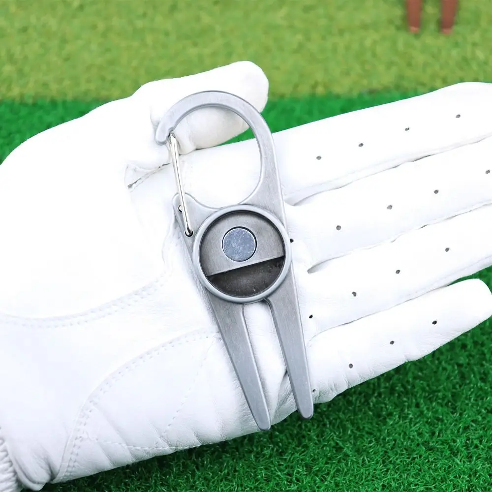 

Portable Metal Groove Cleaner Creative Spike Stainless Magnetic Divot Fork Golf Ball Marker Golf Accessories Golf Ball Fork