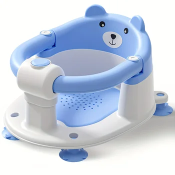1 Pezzo Sedile da Bagno per Neonati 6M+, Sedia da Bagno Antiscivolo con 4 Ventose e Cuscino Morbido, Sedile da Doccia Compatto e Portatile per Neonati