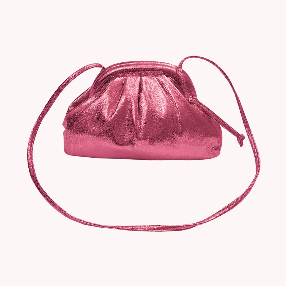 Women Crossbody Shoulder Bag Fashion Pleated Purses Shoulder Bag Sparkly PU High-Capacity  Lightweight Party Gathering