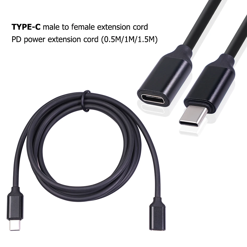Usb2.0 C Extension Cable Usb Type C Male To Usb Type C Female Pd Charging Sync Extender Cord