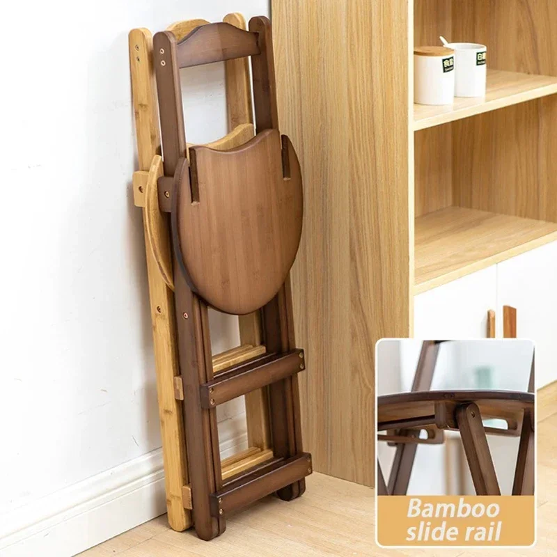 Bamboo Dining Chairs Foldable Folding High Dining Table Chairs Living Room Backrest Chair Home Bar Nordic Modern Furniture