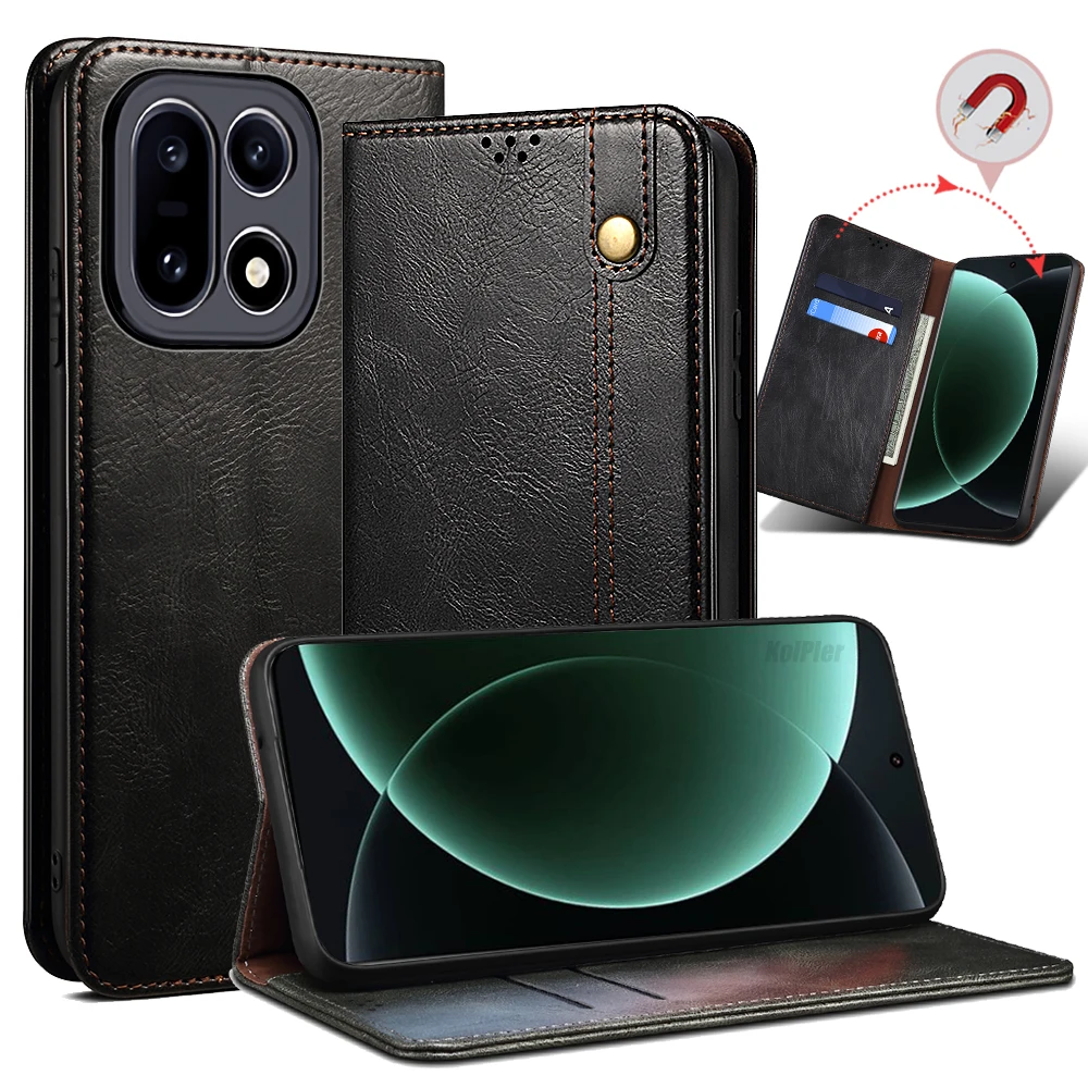 Luxury Leather Flip Wallet Case with Card Slot and Magnetic Stand - Premium Protective Phone Cover