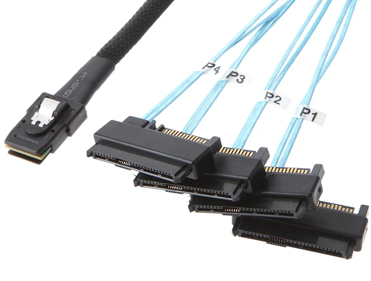 3ft 1m Mini SAS 36P SFF-8087 to 4 SFF-8482 SAS 29+15P SATA Connectors with SATA Power Cable Computer Office Supplies