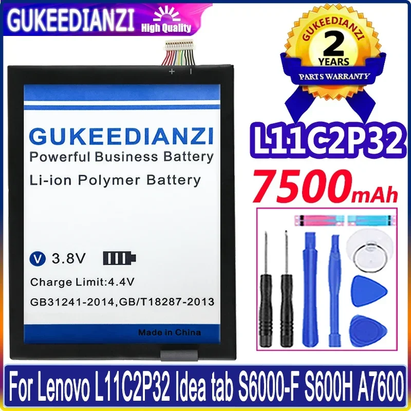 

GUKEEDIANZI Battery L11C2P32 7500mAh for Lenovo IdeaTad S6000 S6000-H A7600 A7600-HV A7600-F A10-80HC S600H S6000-F A7600-H