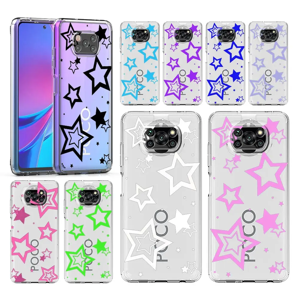 Starry Night Clear Phone Case - Elegant Protective Cover with Stars Pattern