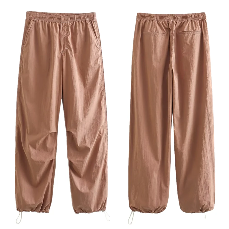 

Jenny&Dave Jogger Trousers High Street Brick Red Harem Pants Wom Autumn New American Retro Pleated Casual Fashion Girls Pants