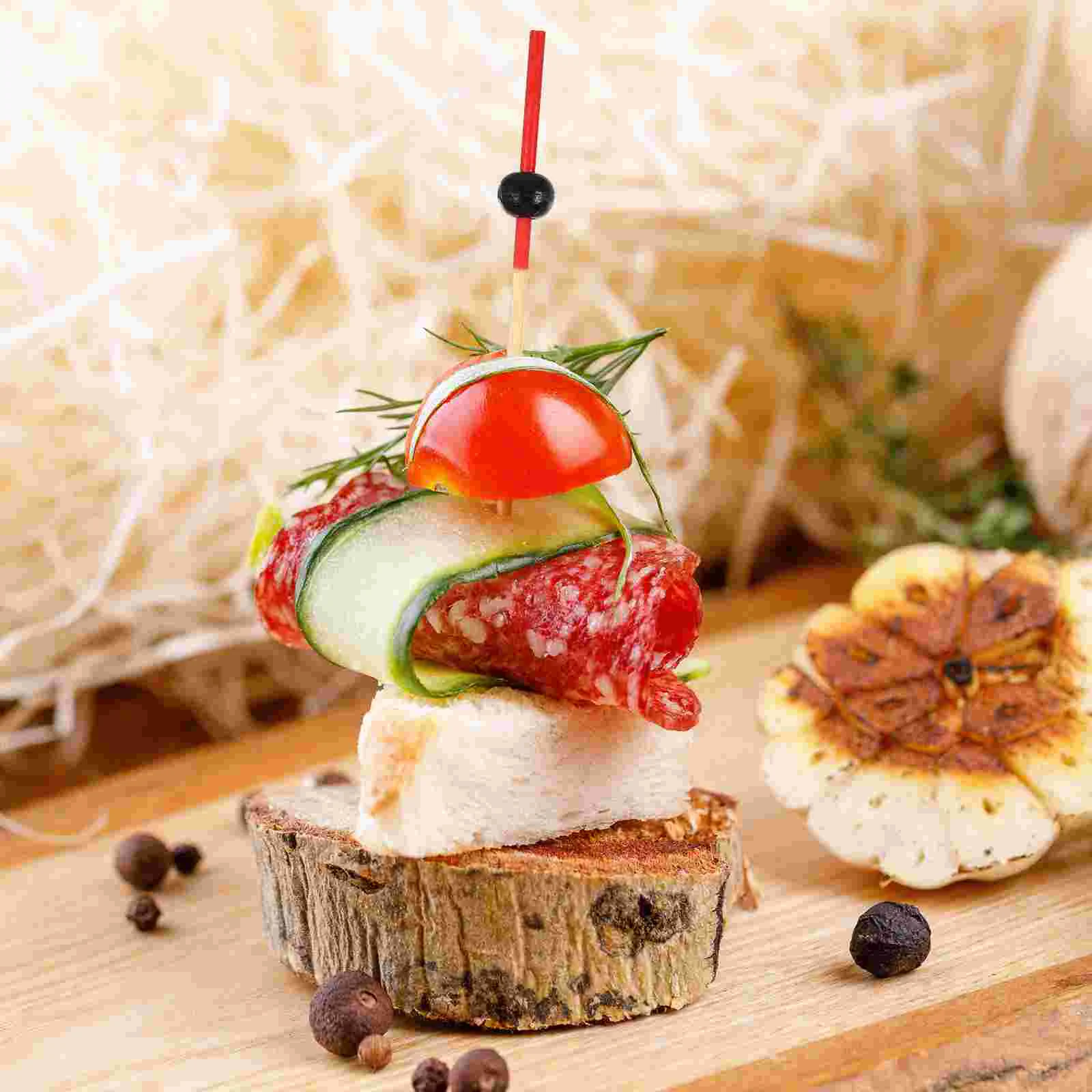 

Beads Bamboo Cocktail Picks Disposable Cake Salad Snack Fork Banquet Appetizer Fruit Picks multiuse Wedding Party Supplies