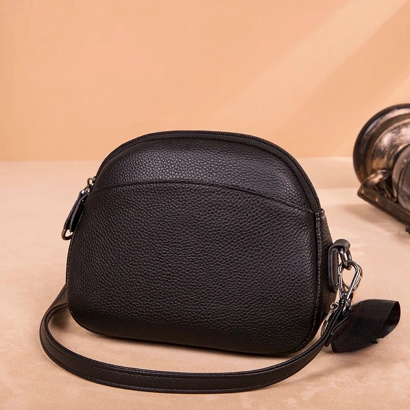Genuine Leather Cross Body Bag Casual Shell Cow Leather Woman's Handbag Fashion Ladies Solid Shoulder Messenger Bags Clutch