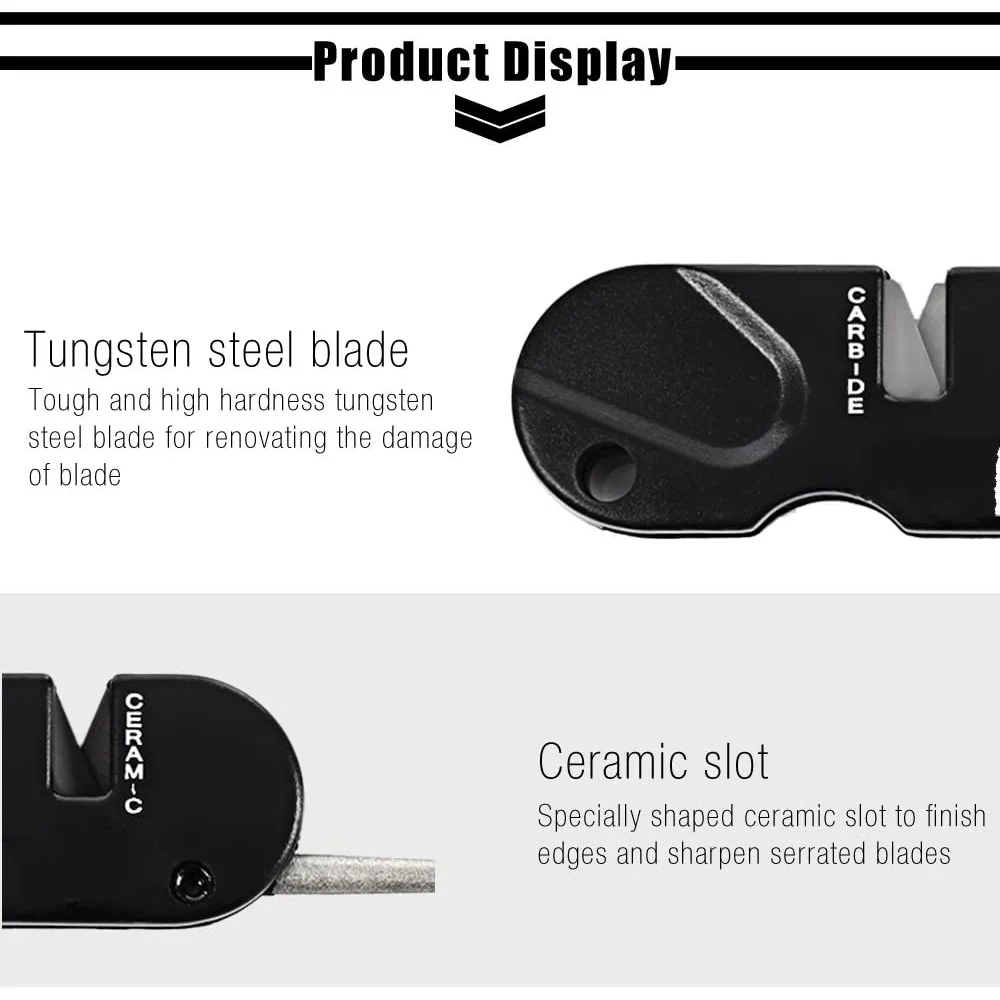 STONEGO Pocket Knife Sharpener - Multifunctional EDC Gear Keychain with 3-Stage Ceramic, Carbide, Diamond Tapered Sharpening