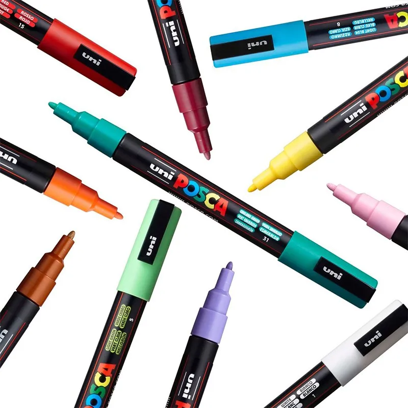 Uni Posca Paint Marker Set, Water-Based Acrylic Art Painting Pens for for  Rock ,Ceramic, Glass,Canvas,Mug,Wood Crafts Drawing